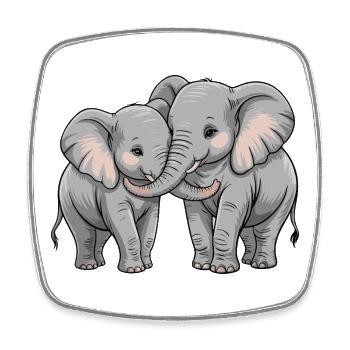 Couple d’éléphants pour la Saint-Valentin - Magnet carré - blanc - Devant