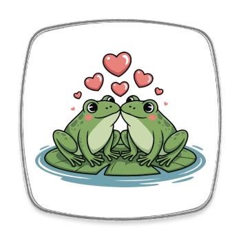 Frosch Paar Herz - Viereckiger Kühlschrankmagnet - Weiß - Vorne