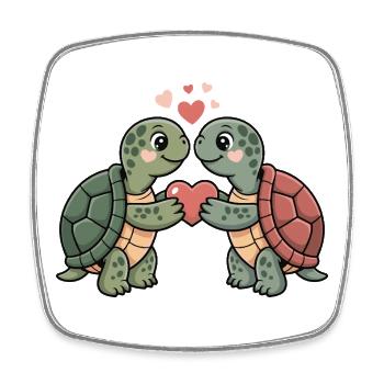 Turtles Love Hug Cuddle Heart Cute - Square fridge magnet - white - Front