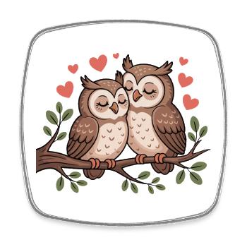 Les hiboux aiment les amoureux doux fleurs-cœur colorés - Magnet carré - blanc - Devant