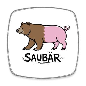 Saubär – Witziges Tier Wortspiel Design - Viereckiger Kühlschrankmagnet - Weiß - Vorne