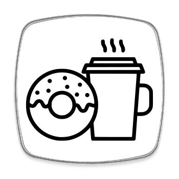 Donut et tasse de café - Magnet carré - blanc - Devant