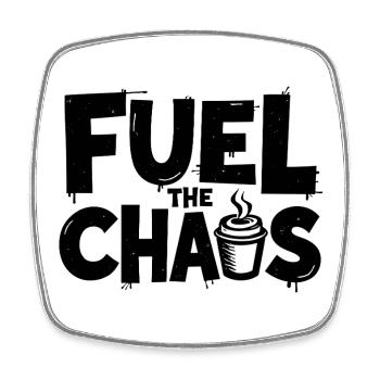 Fuel the Chaos Coffee Saying for Rebels - Square fridge magnet - white - Front