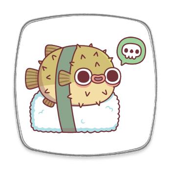 Cute Pufferfish Sushi Letting You Know Its Toxic - Square fridge magnet - white - Front
