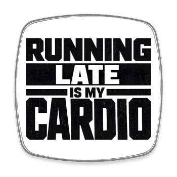 Courir en retard, c’est ma citation cardio - Magnet carré - blanc - Devant