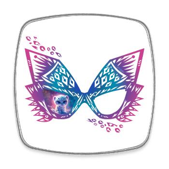Des lunettes pour chat avec un léopard des neiges espiègle - Magnet carré - blanc - Devant