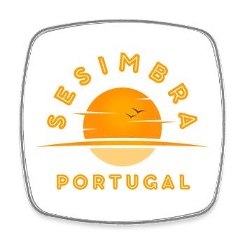 Sesimbra Portugal Sonnenaufgangsemblem - Viereckiger Kühlschrankmagnet - Weiß - Vorne