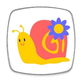 Escargot mignon avec fleur – Motif pour enfants coloré - Magnet carré - blanc - Devant