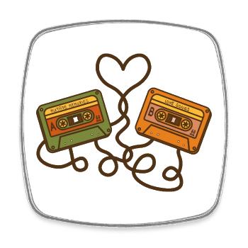 Mixtape Memories – Retro Cassettes - Square fridge magnet - white - Front
