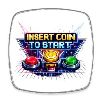 Arcade Startknopf Neon Retro - Viereckiger Kühlschrankmagnet - Weiß - Vorne