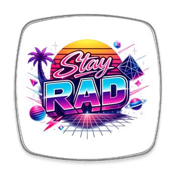Stay RAD Neon Retro - Viereckiger Kühlschrankmagnet - Weiß - Vorne