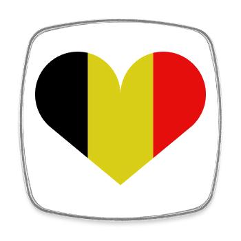 Belgische herzförmige Flagge - Viereckiger Kühlschrankmagnet - Weiß - Vorne