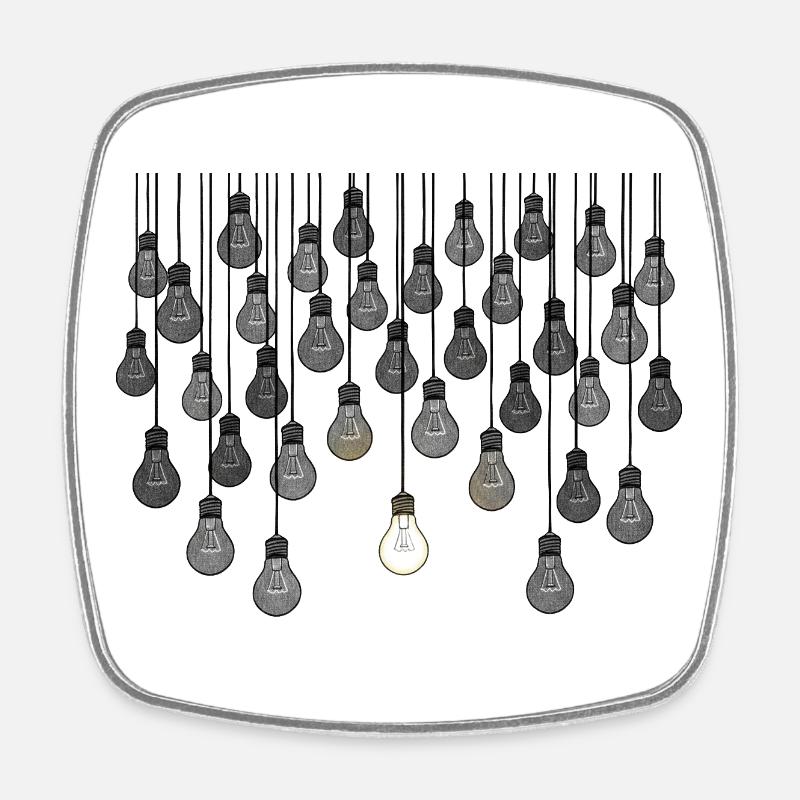 Grey bulb array with unique brightness - Square fridge magnet - white
