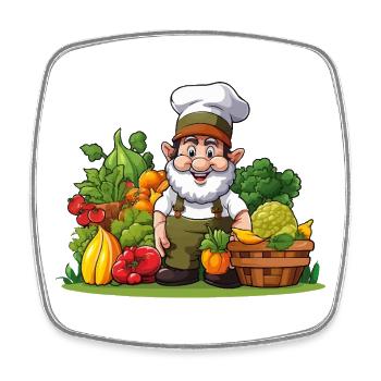 Chef at Gemüseparadies - Square fridge magnet - white - Front