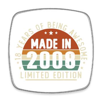 Cadeau d’anniversaire vintage de 18 ans 2008 - Magnet carré - blanc - Devant