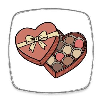 Romantische herzförmige Schokoladenschachtel Valentinstag - Viereckiger Kühlschrankmagnet - Weiß - Vorne