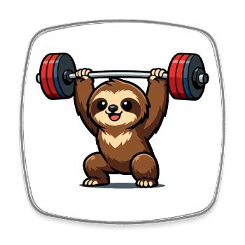 Powerful sloth lift - Square fridge magnet - white - Front