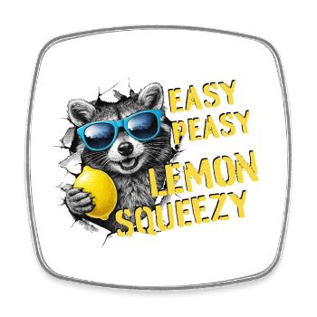 Easy Peasy Lemon Squeezy – Sommer Waschbär - Viereckiger Kühlschrankmagnet - Weiß - Vorne