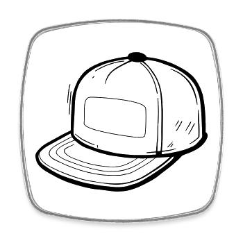Illustration de l’icône de la ligne de la casquette de baseball - Magnet carré - blanc - Devant