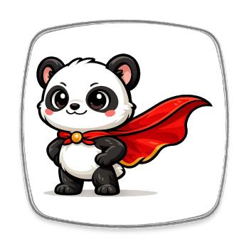 held Panda – Little Super Panda - Square fridge magnet - white - Front