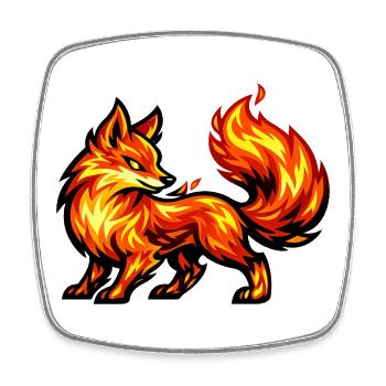 Renard de Feu – Animal des Flammes - Magnet carré - blanc - Devant