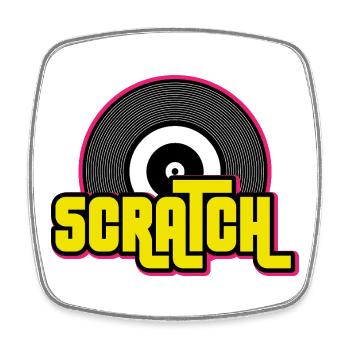 Scratch DJ Vinyl Record Graphic - Viereckiger Kühlschrankmagnet - Weiß - Vorne