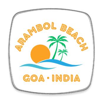 Plage d’Arambol Goa, Inde Palmier Couchant - Magnet carré - blanc - Devant