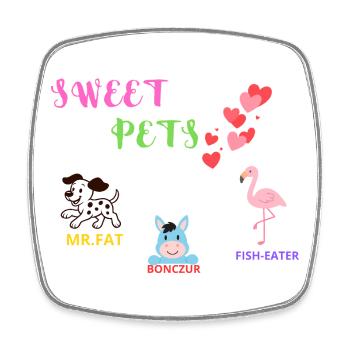 Doux animaux de compagnie – Enfants amis animaux - Magnet carré - blanc - Devant