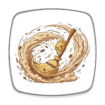Haunted Broom Whirling Spirit - Square fridge magnet - white - Front