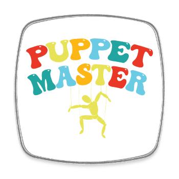 Puppenmeister-Schaukelkunst - Viereckiger Kühlschrankmagnet - Weiß - Vorne