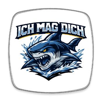 Böser Hai Motiv - Ich mag dich - Viereckiger Kühlschrankmagnet - Weiß - Vorne