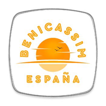 Benicassim España Sunset Logo - Square fridge magnet - white - Front
