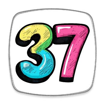 37 Nombre Coloré - Magnet carré - blanc - Devant