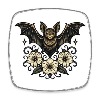 Night bat hibiscus - Square fridge magnet - white - Front
