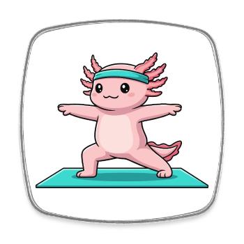 Yoga Axolotl-Fisch macht Krieger-Pose - Viereckiger Kühlschrankmagnet - Weiß - Vorne