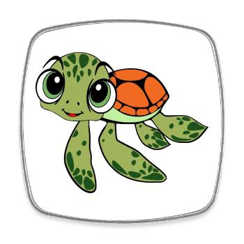 Cheerful Turtle Caricature - Square fridge magnet - white - Front