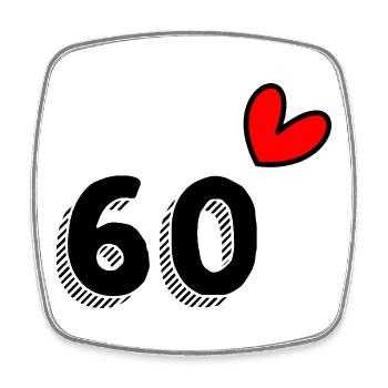 60. 60 JAHRE. 60-JÄHRIGES JUBILÄUM. 60. GEBURTSTAG. - Viereckiger Kühlschrankmagnet - Weiß - Vorne