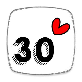 30. 30 ANS. 30e ANNIVERSAIRE. ANNIVERSAIRE 30 ANS. - Magnet carré - blanc - Devant