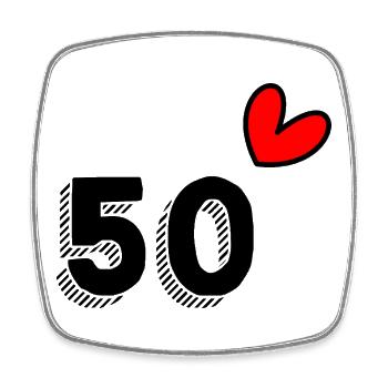 50. 50 YEARS. 50th ANNIVERSARY. 50 YEARS ANNIVERSARY. - Square fridge magnet - white - Front