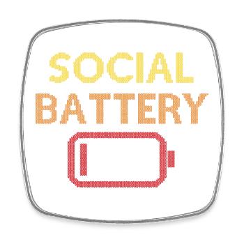 Social Battery Low - Viereckiger Kühlschrankmagnet - Weiß - Vorne