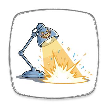 Mischievous Blast Lamp - Square fridge magnet - white - Front