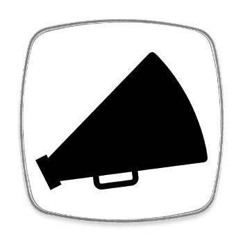 Cheerleader megaphone - Square fridge magnet - white - Front