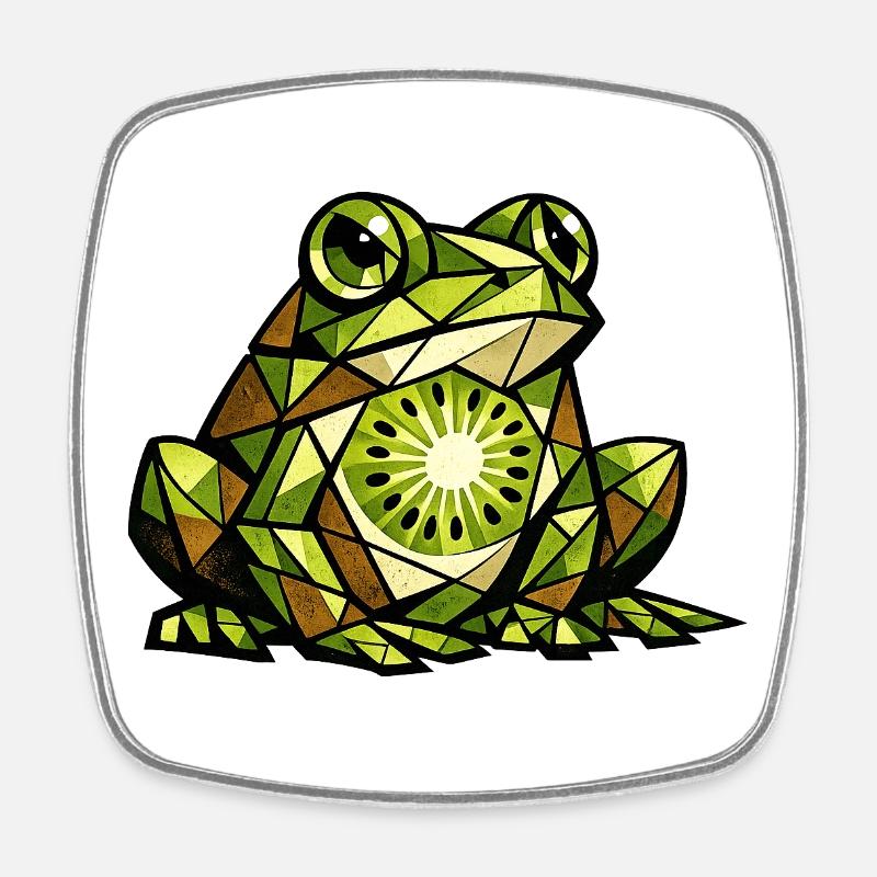 Version cubisme de grenouille kiwi - Magnet carré - blanc