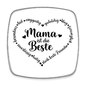 Mom is the best - heart - customizable - Square fridge magnet - white - Front