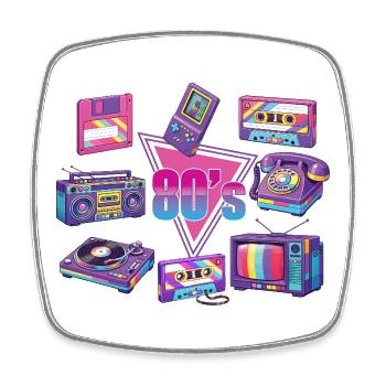 80er Retro 1980er Musik-Mixtape-Vibes - Viereckiger Kühlschrankmagnet - Weiß - Vorne