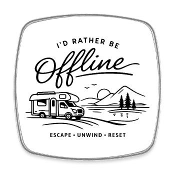 I'd rather be offline | Camper Outdoor - Square fridge magnet - white - Front