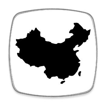 China-Karte - Viereckiger Kühlschrankmagnet - Weiß - Vorne
