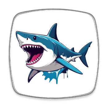 Motif maritime joyeux de l’effet de spritz du grand grand requin blanc - Magnet carré - blanc - Devant