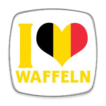 J’adore les gaufres Drapeau de la Belgique Décor alimentaire - Magnet carré - blanc - Devant