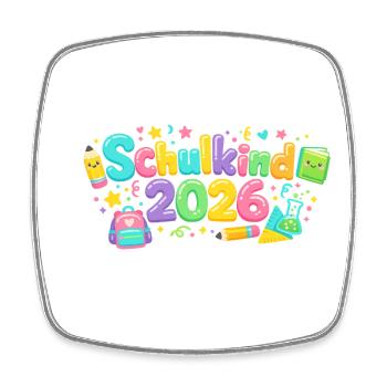 Schulkind 2026 Einschulung Geschenk - Viereckiger Kühlschrankmagnet - Weiß - Vorne